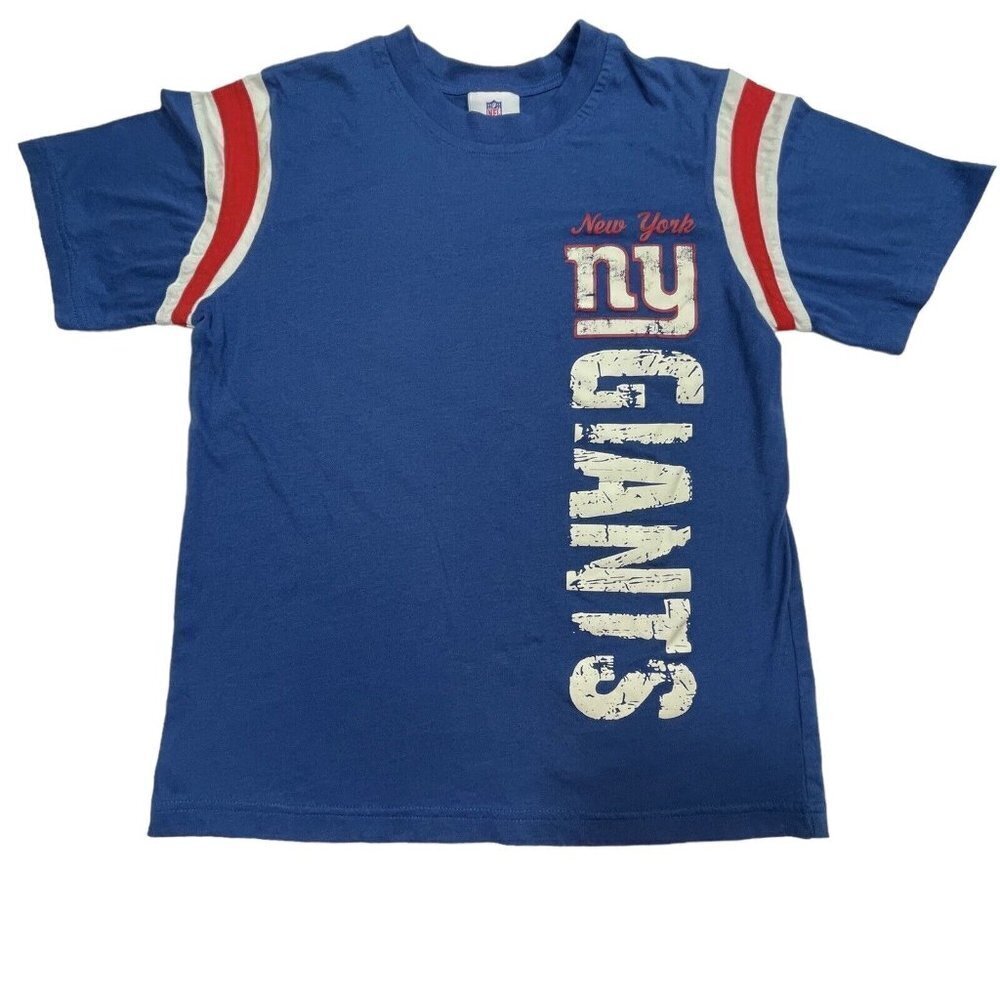 NFL TEAM APPAREL NY Giants T-Shirt Unisex Kids Large (12-14)‎ Blue Short Sleeves